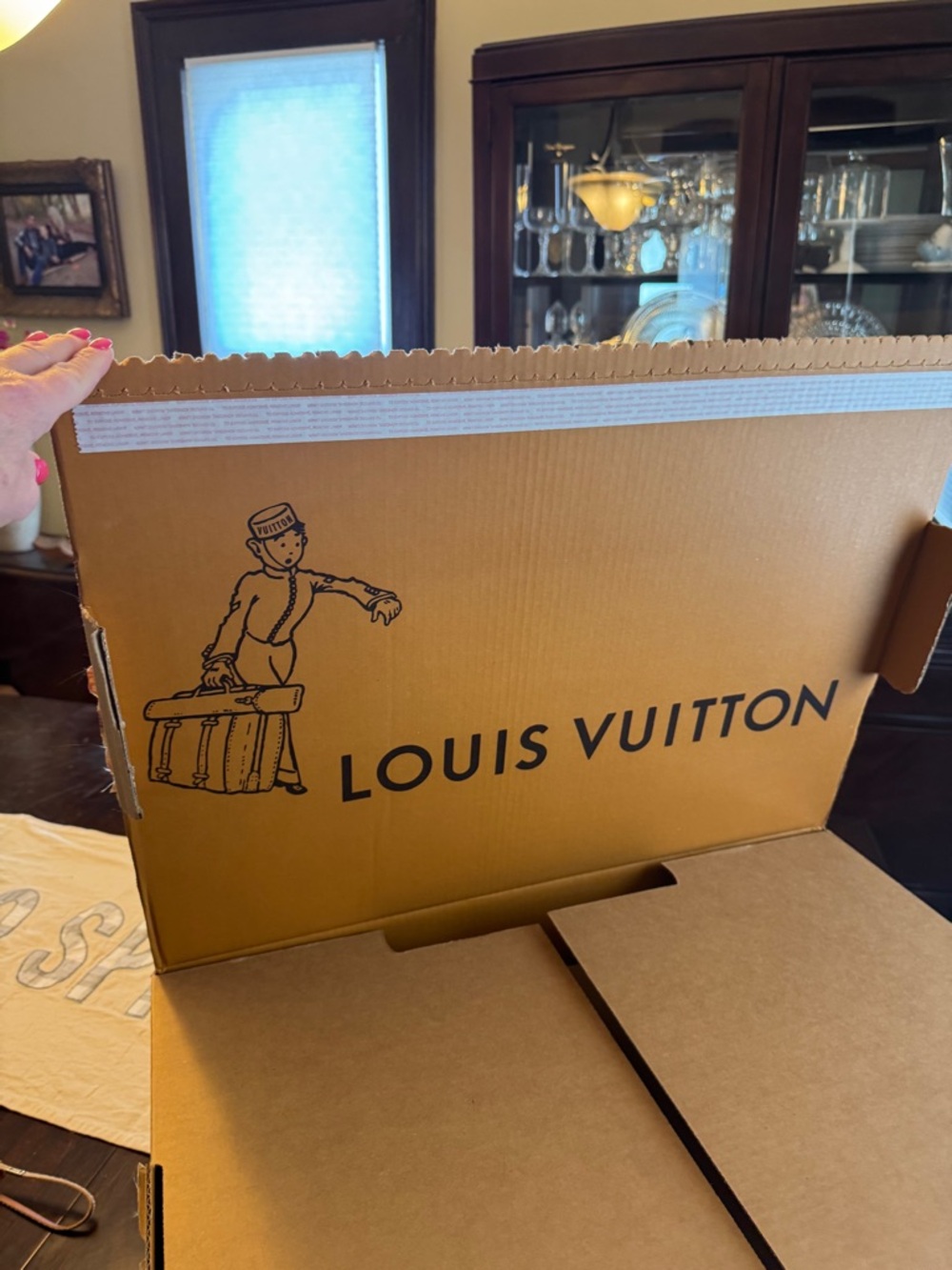 Louis Vuitton Brown Cardboard Shipping Box with Black Logo